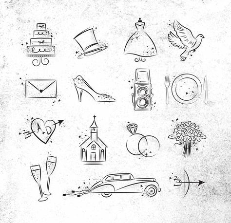 Anna42f | Freepik Theme Drawing, Bakery Icon, Icons Theme, Wedding Symbols, Weddings Idea, Invitation Frames, Wedding Icon, Wedding Journal, Wedding People
