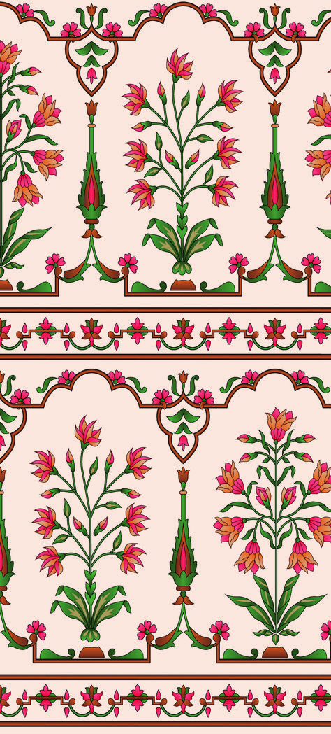 Mughal ,Mughal Art, Mughal Prints, Mughal Digital Design, Digital Prints, Textile Prints Mughal Flower Border, Mughal Architecture Motifs Design, Mughal Prints, Kani Pattern, Ikat Painting, Mughal Flowers, Motif Vector, Laces Design, Prints Textile