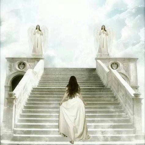 Going Home ~ Stairway to Heaven guarded by Angels Going To Heaven Pictures, Angels In Heaven Pictures, Heaven Pictures, Heaven Painting, Jesus Son Of God, Chestnuts Roasting, Dark Garden, Gods Princess, Heaven Art