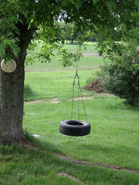 tire swing - Google Search Nature, Tire Swing Aesthetic, Tire Swing Drawing, Tire Swing Tattoo, Diy Tire Swing, Kids Outdoor Playground, Countryside Scenery, Goat Pen, Kids Yard