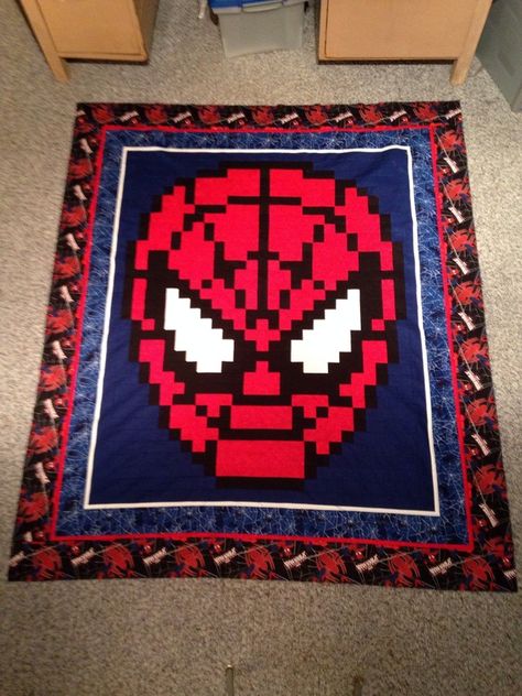 Patchwork, Spiderman Quilt, Marvel Quilt, Longarm Quilting Tutorials, Easy Quilting Design, Pixel Quilting, Boys Quilt Patterns, Herringbone Quilt, Jelly Roll Quilt Patterns