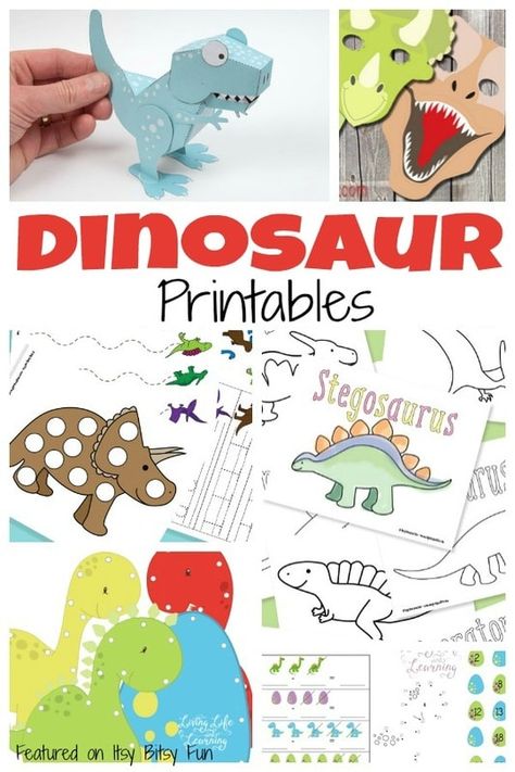 Need some hands-on activities for your students who can't wait for summer? Here is a list of crafts that teach preschoolers, kindergartners, first and second graders about dinosaurs. #dinosauractivities #dinosaurcrafts #endoftheyearactivities Free Dinosaur Printables, Dinosaur Lesson, Dinosaurs Preschool, Dinosaur Printables, Dino Birthday Party, Dinosaur Pictures, Dinosaur Activities, Printables For Kids, Dinosaur Crafts