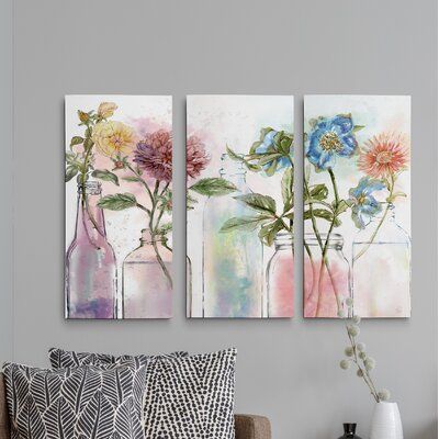 Multi Canvas Painting, 3 Canvas Paintings, Floral Paintings Acrylic, 3 Piece Painting, Family Painting, Painting Canvases, 3 Piece Canvas Art, 3 Piece Wall Art, Vintage Bottle