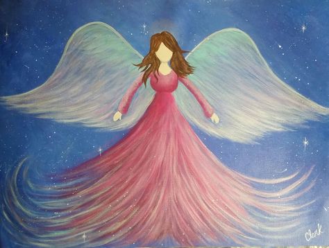 Angel - Angela Anderson tutorial on youtube Painting Tutorials For Beginners, Angel Wings Painting, Angela Anderson, The Art Sherpa, Fairy Paintings, Angel Artwork, Christmas Paintings On Canvas, Flower Painting Canvas, Angel Painting