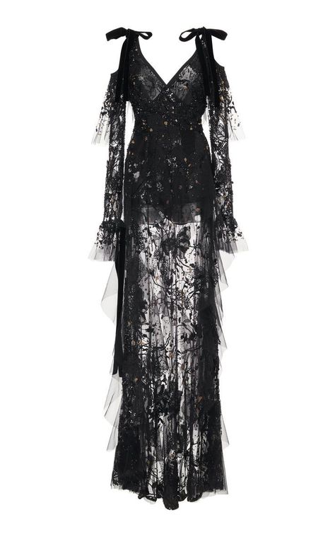 Haute Couture, Gossamer Dress, Embroidery Maxi Dress, Elie Saab Resort, Dress Moda Operandi, Cold Shoulder Maxi Dress, Embroidered Gown, Embroidered Maxi Dress, Ruffled Maxi Dress