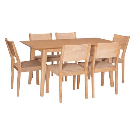 Wooden Chairs For Dining Table, 6 Person Dining Table, Midcentury Modern Style, Solid Wood Benches, Dining Sets Modern, Solid Wood Dining Set, Kitchen Dining Sets, Traditional Table, Indoor Dining