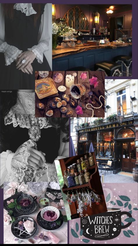 #witch #witchcraft #cafe #coffee #aesthetic #future #darkacademia Gothic Coffee Shop Aesthetic, Witch Cafe Coffee Shop, Witchy Bar Aesthetic, Witchy Cafe Aesthetic, Witch Cafe Aesthetic, Witchy Coffee Bar, Witch Coffee Shop, Witchy Coffee Shop, Apocalypse Moodboard