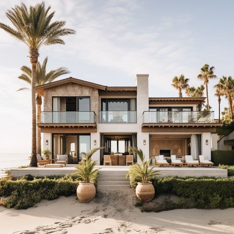 Coastal House Exterior, Houses By The Beach, Beach House Aesthetic, California Beach House, Summer Beach House, California Architecture, Beachfront House, Seaside House, Luxury Beach House