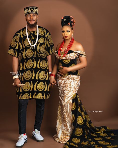 Igbo Attire, Madam Blouse, Clothes For Couples, Igbo Wedding Dress, Isi Agu, Groom Collection, Nigerian Wedding Dresses Traditional, African Couple, Nigerian Wedding Dress