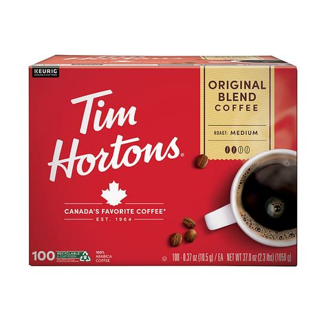 For over 50 years, the signature flavor in Tim Hortons premium blend coffee has been created using a unique blend of 100% Arabica beans. Selected from the world's most renowned coffee growing regions, Tom Hortons coffee beans are expertly blended and roasted with care to deliver a great cup of Tim Hortons coffee every time. They were founded by one of Canada's most celebrated hockey stars, Tim Hortons. In 1964, Tim opened a coffee and donut shop in his neighborhood setting out to create a place where anyone could go at any time and feel at home. A place where the door was always open for neighbors to pop by, where there was always a pot of coffee on (a fresh pot every 20 minutes to be exact). That single coffee shop became such a favorite that more locations soon began to open in neighborh Tim Hortons Coffee, Specialty Coffee Drinks, Arabica Coffee Beans, Coffee Varieties, Coffee Serving, Coffee And Donuts, Gluten Free Bakery, Keurig Coffee, Medium Roast Coffee