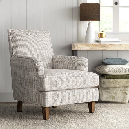 Sand & Stable Aviana 30" Wide Polyester Armchair | Wayfair Accent Chair For Grey Couch, 4 Chairs Sitting Area, Corner Chair Bedroom, Beige Accent Chair, Beige Armchair, Basement Inspiration, Neutral Fabric, Upholstered Armchair, Wood Arm Chair