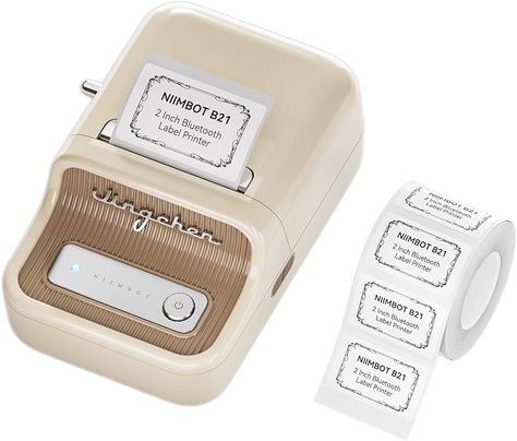 Amazon.com : NIIMBOT B21 Label Maker, Thermal Label Printer, Portable Inkless Label Makers for Home/Office/Business, with 1 Pack 50x30mm White Label, Compatible with iOS & Android, (White) : Office Products Organisation, Niimbot B21, Custom Label Design, Label Maker Machine, Sticker Printer, Thermal Label Printer, Computer Camera, Electronic Musical Instruments, Thermal Labels