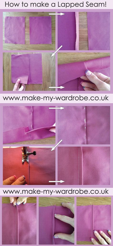 How to create a lapped seam picture tutorial www.make-my-wardrobe.co.uk/?p=2027 Sewing Tutorials, Sewing, Lapped Seam, Picture Tutorial, Sewing 101, Step By Step Instructions, Step By Step, To Create, Wardrobe