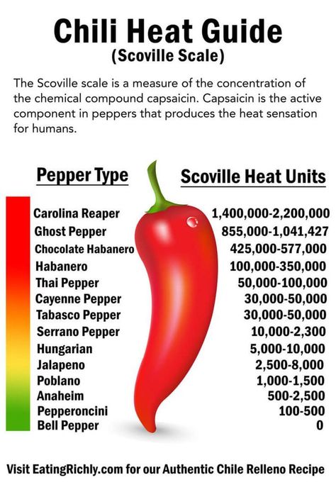 Scoville Scale Chart Chili Heat Guide Hot Pepper Chart, Chile Relleno Sauce, Authentic Chile Relleno Recipe, Chili Rellanos, Easy Chile Relleno Recipe, Stuffed Chili Relleno Recipe, Scoville Scale, Poblano Recipes, Chili Rellenos