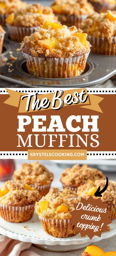 Looking for fresh peach recipes? Try these Easy Peach Crumb Topping Muffins! This homemade recipe uses fresh peaches and a delicious crumb topping for the best flavor.