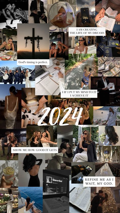 Inspiration, vision board, God, ambition, New Year, resolutions, 2024 Godly Vision Board, Vision Board With God, Christian 2024 Vision Board, Christian Woman Vision Board, 2024 Vision Boards, Vision Board God, Apartment Vision Board, Healthy Lifestyle Vision Board, Vision Board New Year