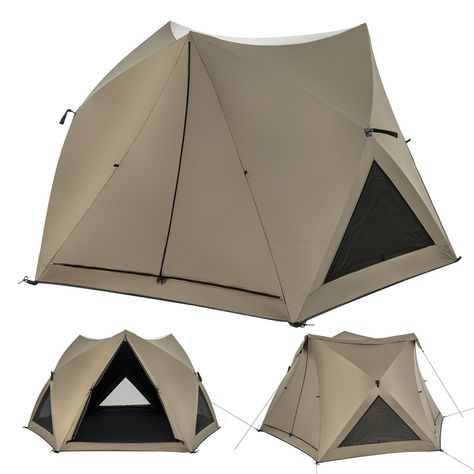 Explore the Great Outdoors with Ease! Our instant pop-up camping tent measures 9.4 x 8.2 x 4.7 ft (L x W x H), providing ample space for 4-6 people. It can be an ideal choice for various outdoor activities, such as camping, picnics, barbecues, trips, beach relaxation, and more. Particularly, this tent features a transparent skylight with a zippered cover, which could bring natural light and starlit views into your camping experience. The canopy and rainfly are crafted of PU-coated polyester fabr Beach Relaxation, Mesh Screen Door, Winter Tent, Survival Tent, Backpacking Tent, Family Tent, Pop Up Tent, Camping Tent, Mesh Screen