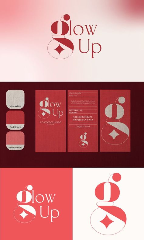 #logoconcept #logobrand #branding #brandidentity #marketing #glowup #cosmeticlogo #logotype #logomarketing Make Up Packaging Ideas, Cosmetic Brand Identity, Make Up Brand Logo, Beauty Brand Design, Makeup Branding Design, Logo Presentation Design, Red Brand Identity, Glow Logo Design, Salon Branding Design