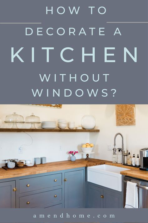 Decorating a kitchen without windows can seem like a daunting task, but with a few simple tips, you can create a bright and welcoming space. First, choose light and reflective surfaces such as white cabinets and shiny countertops to bounce light around the room. Finally, incorporate natural elements such as plants and fresh flowers to add color and texture to the room. With these tips, you can create a beautiful and functional kitchen even without windows. Kitchen Without Natural Light, Kitchen No Natural Light, No Natural Light Kitchen, Kitchen With No Natural Light, Kitchen Without Window Over Sink, How To Brighten Up A Dark Kitchen, Kitchen No Windows Ideas, Kitchens With No Windows, Small Windowless Kitchen