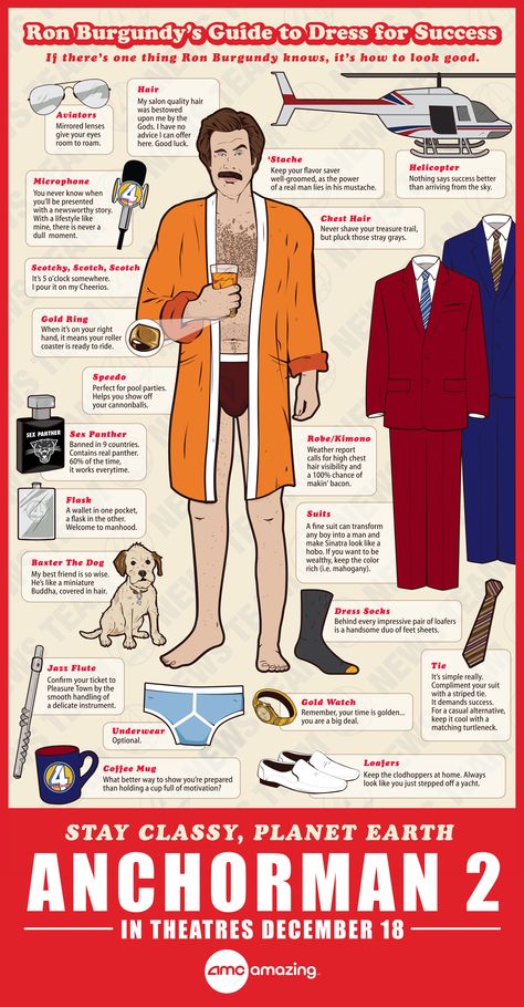 Ron Burgundy’s Guide to Dress for Success Content Marketing, Humour, Anchorman Movie, Ron Burgundy, Anchorman, Dress For Success, The Leader, Funny Cute, Marketing Digital