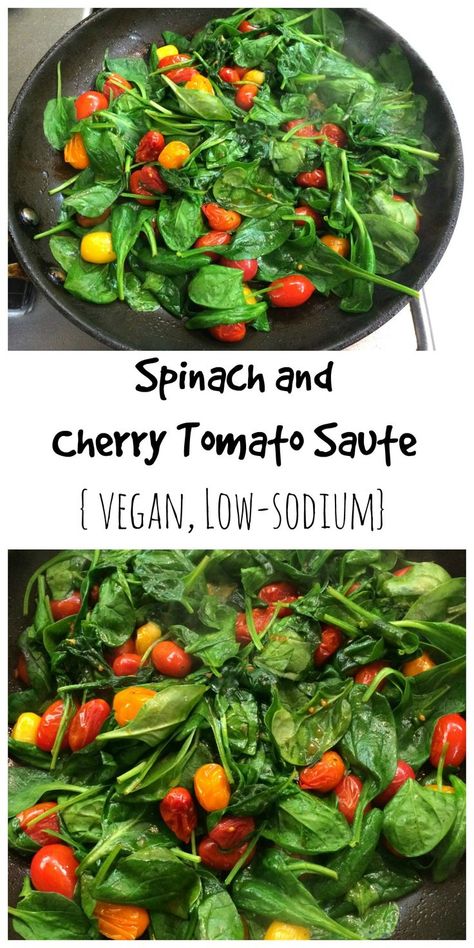 A quick three-ingredient SPINACH AND CHERRY TOMATO SAUTE is always welcome on the plate. Easy, fast and healthy is a great trio of attributes! #Shockinglydelicious #cherrytomatoes #spinach #skillet #summer Tomato Side Dishes, Sauteed Tomatoes, Cherry Tomato Salad, Cherry Tomato Recipes, Braised Red Cabbage, Spinach Tomato, Sauteed Spinach, Vegetable Side, Cherry Tomato