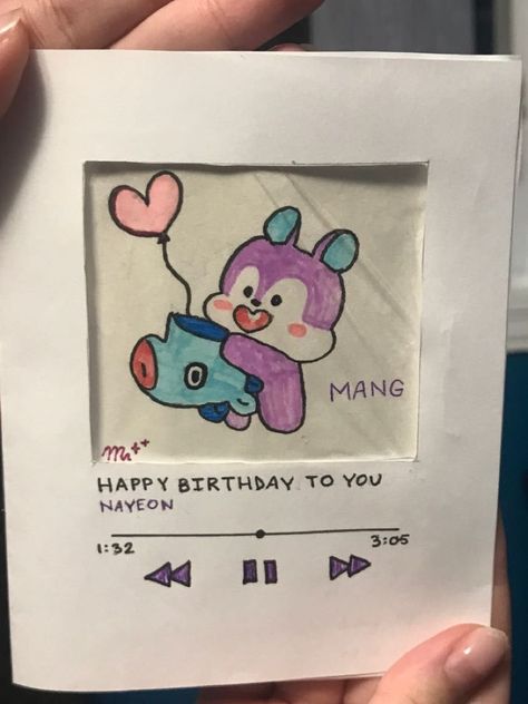 Cute Birthday Card Idea Music Cards Handmade Happy Birthday, Aesthetic Greetings Card, Cute Aesthetic Birthday Cards Diy, Artistic Birthday Cards, Birthday Cards Aesthetic Diy, Cute Birthday Card Ideas Aesthetic, Birthday Doodles Aesthetic, Song Cover Aesthetic, Birthday Aesthetic Card