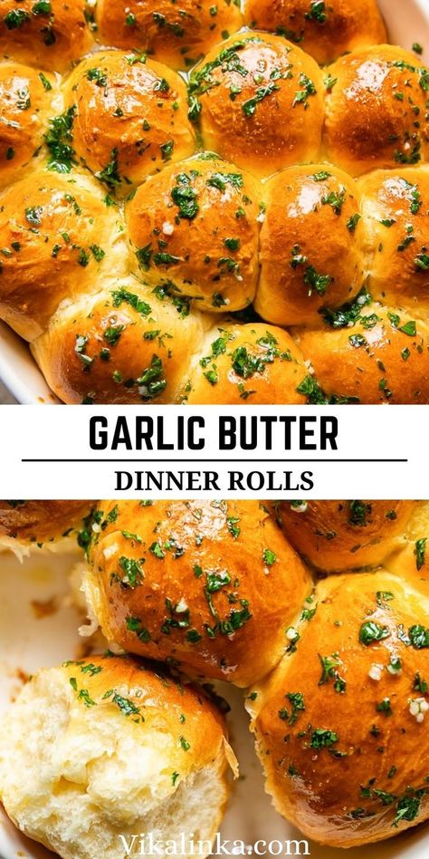 Essen, Garlic Butter Dinner Rolls, Butter Dinner Rolls, Dinner Rolls Recipe Homemade, Quick Dinner Rolls, Dinner Rolls Easy, Homemade Garlic Butter, Fluffy Dinner Rolls, Bread Rolls Recipe