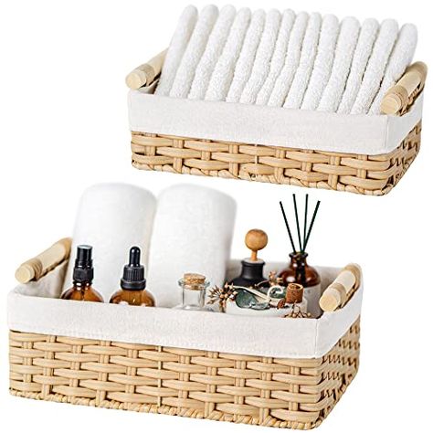 Shelves Small, Rattan Baskets, Bathroom Basket Storage, Bathroom Baskets, Decorative Basket, Toilet Tank, Boho Bathroom, Toilet Storage, Basket Organization