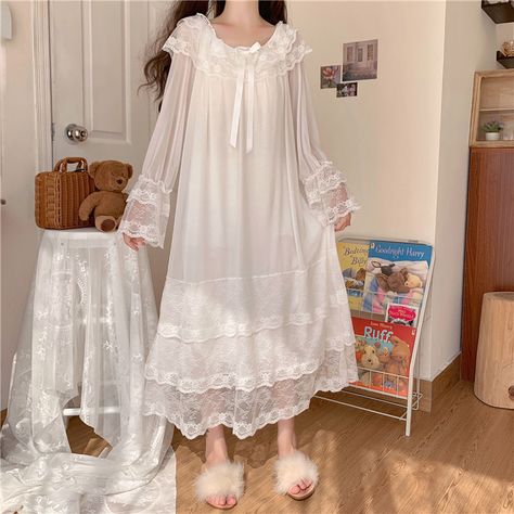 Night Gown Sleep, Sleepwear Women Nightwear, Victorian Nightgown, Sleeping Dress, Nightwear Women, Home Clothes, Bodycon Floral Dress, Sleep Dress, Women Nightwear