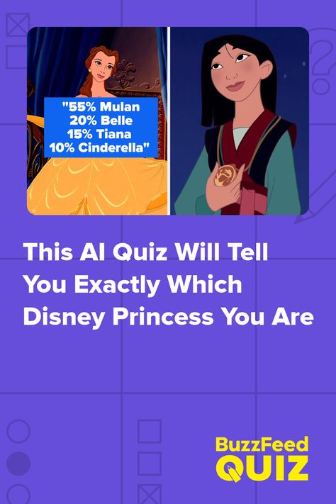 This AI Quiz Will Tell You Exactly Which Disney Princess You Are Disney Princess Quiz Buzzfeed, Disney Princess Quizzes, Princess Quizzes, Disney Movie Quiz, Disney Buzzfeed, Buzzfeed Quizzes Disney, Princess Quiz, Disney Princess Quiz, Outfits Quiz