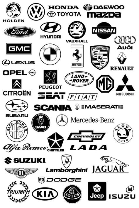 All Car Logos, Logo Moto, Luxe Logo, Car Symbols, Car Brands Logos, Car Logo Design, Car Sticker Design, Car Badges, Alfa Romeo Cars