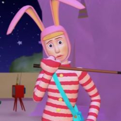 Popee the performer Wiki | Fandom Small Pigtails, Dark Blue Eyes, Little Misfortune, Popee The Performer, Cat Tail, Blond Hair, Red Striped, Kids Shows, White And Pink