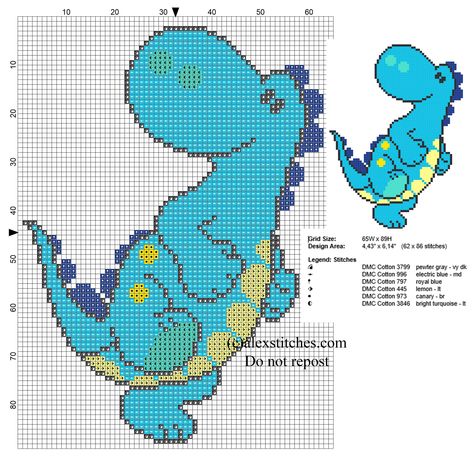 Free Dinosaur Cross Stitch Patterns, Dinosaur Cross Stitch Pattern Free, Dinosaur Cross Stitch Pattern, Dinosaur Cross Stitch, Free Cross Stitch Patterns, Baby Orange, Dragon Cross Stitch, Blue Dinosaur, Pull Bebe