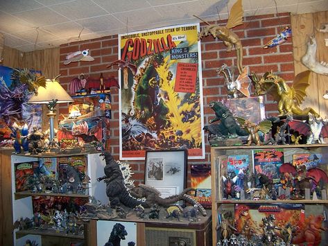 My Godzilla Collection by Blade-of-the-Moon on deviantART Vintage Toy Display, Godzilla Party, Horror Room, Godzilla Toys, Collection Display, Toy Display, Kaiju Monsters, Giant Monsters, Monster Dolls