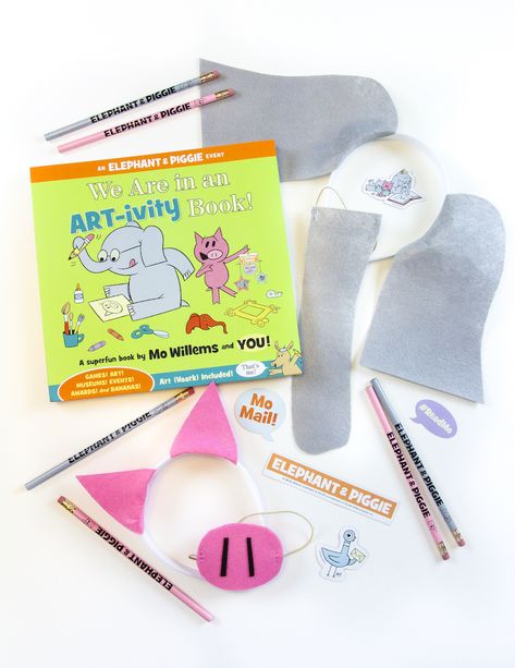 #AD- Check out our #DIY Mo Willems Elephant & Piggie costumes on the blog today! We made these in honor of the new Disney Books We Are in an ART-ivity Book! By Mo Willems! #MoMail  #ReadMo Mo Williams Character Costumes, Piggie And Gerald Costume Diy, Gerald And Piggie Costume, Elephant And Piggie Costume, Diy Elephant Costume, Piggie Costume, Kids Elephant Costume, Friday Costume, Book Character Costumes For Kids