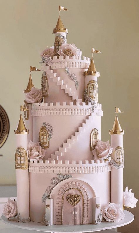 New Castle Birthday Cake Ideas Images (Pictures) Princess Castle Cakes For Girls Birthday, Brithday Themes For Girl, Royal Princess Birthday Cake, Disney Castle Birthday Cake, How To Make A Castle Cake, Fairytale Cake Birthday, Castle Cakes For Girls Birthday, Princess Cakes Ideas Girl Birthday, Pink Princess Birthday Cake