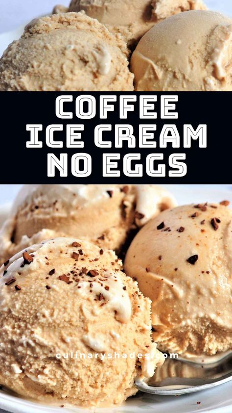 Homemade Coffee Ice Cream (No Eggs)- Culinary Shades Ice Cream No Eggs, Homemade Coffee Ice Cream, Homemade Ice Cream Recipes Machine, Kitchen Aid Ice Cream, Coffee Ice Cream Recipe, Ice Cream Recipes Machine, Cuisinart Ice Cream, Cuisinart Ice Cream Maker, Easy Ice Cream Recipe