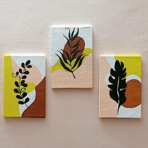 #all #interiordesigner #homedecorlovers #interiorstyle # Mini Canvas Paintings Set Of 3, Canvas Painting Aesthetic Vintage, Wall Corner Painting Ideas, Canvas Boho Painting, Mini Canvas Art Ideas Wall Decor, Painting Ideas On Canvas Boho, Easy Boho Painting Ideas, Mini Canvas Drawing, Square Canvas Painting Ideas