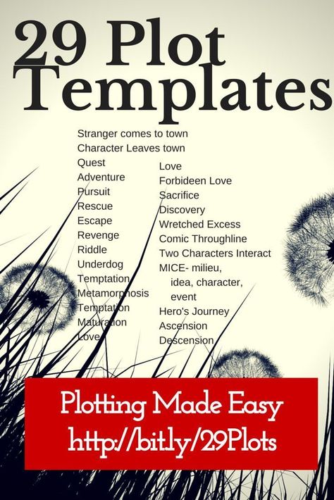 Plot templates give novelists and authors a starting point to writing a plot novel that keeps readers riveted. 29 examples of templates to pick and choose from. #plot #amwriting #writingtips Plot Ideas, Plot Structure, Writer's Notebook, Writing Fiction, Writing Plot, Book Outline, Writer Tips, Writing Board, Story Teller