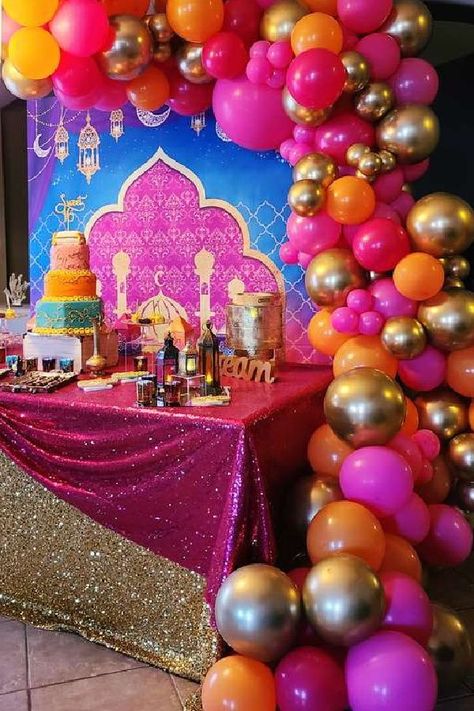 Arabian Nights Prom, Indian Party Themes, Indian Birthday Parties, Arabian Party, Arabian Nights Theme, Arabian Nights Party, Indian Theme, Arabian Night, Party Outfits Night