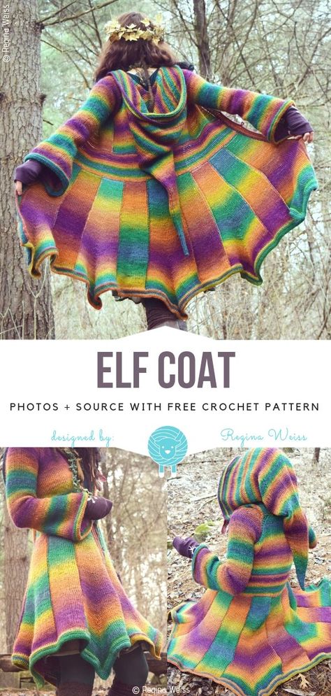 Crochet Elf Shawl, Crochet Elf Hood Pattern Free, Crochet Hooded Jacket Pattern Free, Crochet Elf Sweater, Crochet Hat Fairy, Elf Coat Sewing Pattern, Crochet Shawl With Hood Free Pattern, Zombie Bunny Crochet Pattern, Crochet Projects Wearable