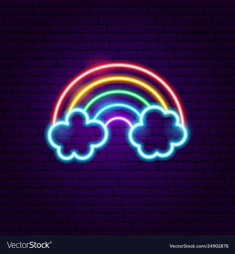 Feeling bright today Neon Icons Aesthetic, Neon Vector, Rainbow With Clouds, Neon Light Wallpaper, Grafika Vintage, Cool Neon Signs, Neon Light Art, Aesthetic Neon, Rainbow Neon