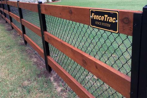 11 Backyard Fence Ideas [Beautiful Privacy For People, Pets, and Property] - Perimtec Wood Fence With Metal Posts, Fence With Metal Posts, Hog Wire Fence, Metal Fence Posts, Ranch Fencing, Fence Options, Wood Fence Design, Split Rail Fence, Country Fences