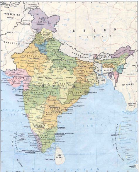 Detailed political and administrative map of India. India detailed political and administrative map. Shillong, Full World Map, India World Map, Map Of India, India Holidays, Physical Map, World Map Wallpaper, Map Outline, India Map