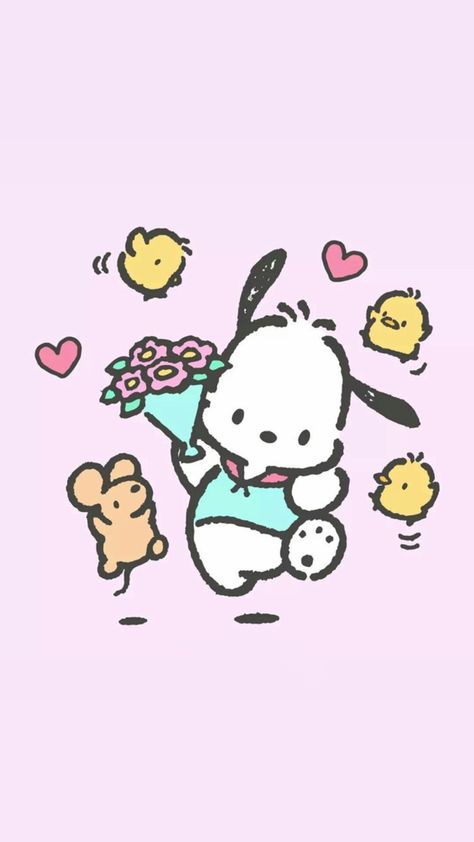 valentine's day heart themed sanrio pochacco phone wallpaper background for iphone and samsung Kawaii, Valentines Cartoon Wallpaper, Pink Pochacco, Pochacco Sanrio, Sanrio Pochacco, Valentine Cartoon, Valentine Drawing, Valentines Day Cartoons, Background For Iphone