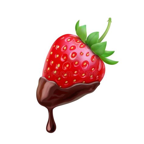 Strawberry and chocolate dipped realistic illustration stock illustration Strawberry Dipped In Chocolate Drawing, Strawberry With Chocolate Drawing, Chocolate Covered Strawberry Tattoo, Strawberry Chocolate Dipped, Strawberries Drawing, Chocolate Illustration, Strawberry Illustration, Chocolate Drawing, Strawberry Drawing