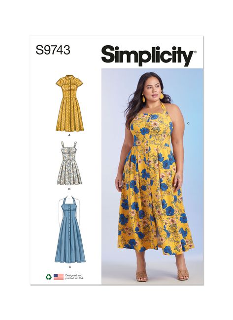 Purchase Simplicity 9743 Women's Dresses and read its pattern reviews. Find other Dresses, Plus, sewing patterns. Sewing Pattern Women Dress, Princess Seam Dress, Simplicity Patterns Dresses, Dress With Straps, Simplicity Dress, Miss Dress, Vogue Patterns, Button Front Dress, Womens Sewing Patterns