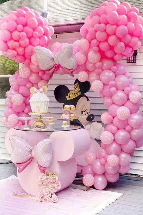 Take a look at this stunning pink Minnie Mouse birthday party! The balloon decorations are fabulous! See more party ideas and share yours at CatchMyParty.com #catchmyparty #partyideas #minniemouseparty #minniemouse #girlbirthdayparty #balloondecorations Minnie Mouse Birthday Theme, Minnie Mouse Birthday Party Ideas, Minnie Mouse Party Decorations, Minnie Mouse Theme Party, Minnie Mouse Birthday Party Decorations, Minnie Mouse First Birthday, Minnie Mouse Birthday Decorations, Minnie Mouse Birthday Cakes, 2nd Birthday Party For Girl