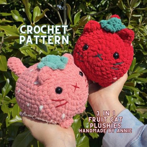 3 in 1 Crochet Pattern | Fruit Cat Plushies, Amigurumi Crochet Cat, Crochet Plushie Pattern, Crochet Plushie Pattern Bundle,Cute Crochet Crochet toys patterns free amigurumi #crochettoyspatternsfreeamigurumi #crochet #crochettoy #crochetpattern #crochetpatterns 1.263 Amigurumi Patterns, Couture, Toys Quotes, Fruit Cat, Cat Plushies, Pattern Fruit, Crochet Plushie, Cat Crochet, Easy Crochet Animals