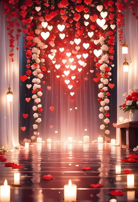 Valentines Day Background With Red Hearts And Candles In The Room#pikbest##Backgrounds Valentine Day Frame, Zepeto Valentines Background, Love Backgrounds For Editing, Valentines Day Background Photography, Valentine Pictures Background, Birthday Photo Background Backdrop Ideas, Background Room For Edit, Vday Backgrounds, Valentine Frame Backgrounds